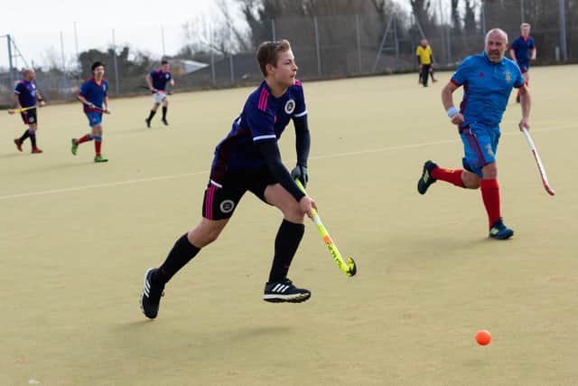 Will Duffy (left) netted for Portsmouth in their win against Gillingham in north Dorset.
Picture: Duncan Shepherd