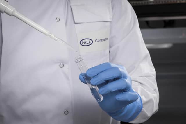 Scientists have conducted a number of tests on potential methods of safely mass-producing a coronavirus cure at Pall Biotech's Portsmouth-based hubs.  Photo: Pall Biotech