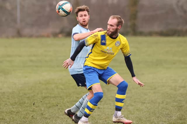 Meon Milton Reserves' Barry Jeans, right. Picture by Kevin Shipp
