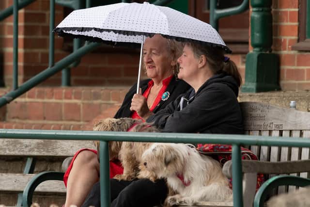 Umbrellas up at Havant Park on the opening day of the Southern Premier League season. Picture: Keith Woodland