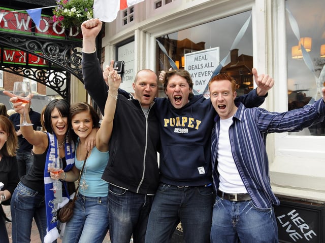 Enjoying Pompey's history win in the pub with mates - sheer bliss!PICTURE: MICHAEL SCADDAN