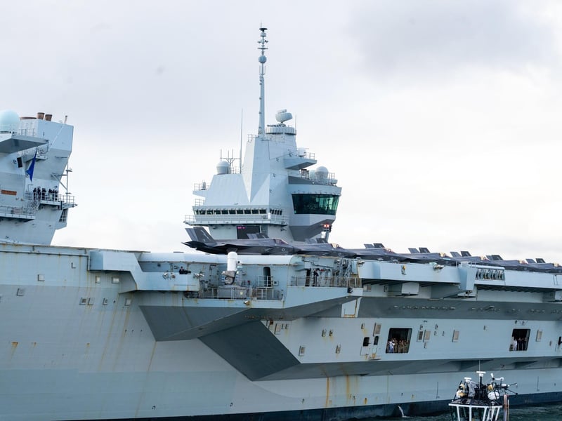 HMS Queen Elizabeth leave Portsmouth on 3rd of November. Photo by Matt Clark