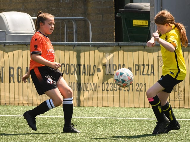 Girls' football action from the Havant & Waterlooville Summer Tournament. Picture: Keith Woodland (030621-114)