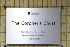 The Coroner's Court in Guildhall Square, Portsmouth, Hampshire 

Picture by:  Malcolm Wells (180405-3355)