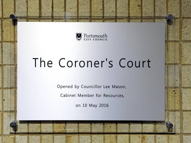 The Coroner's Court in Guildhall Square, Portsmouth, Hampshire 

Picture by:  Malcolm Wells (180405-3355)