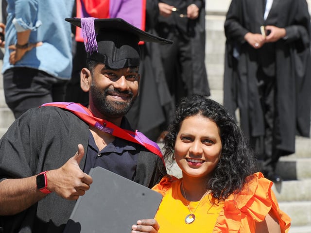 University of Portsmouth students graduating on Friday, July 19, 2024, at Portsmouth Guildhall, in MSc international business and management and marketing and innovation.
Picture: Sarah Standing (190724-2342)