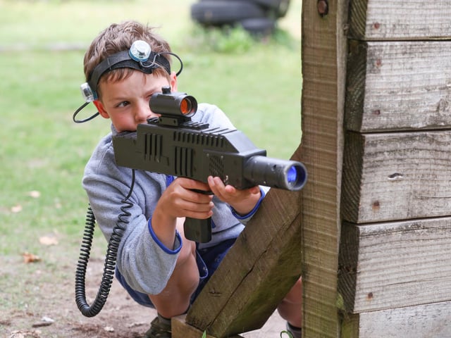 Lewis Sitton playing Laser Tag.
Picture: Stuart Martin (220421-7042)