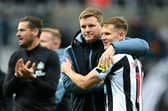 Newcastle manager Eddie Howe celebrates with Matt Ritchie following the Toon's recent Premier League win against Wolves    Picture: Michael Regan/Getty Images