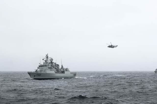 Some of the Nato warships pictured from HMS Mersey during an exercise in the North Sea. Photo: Royal Navy