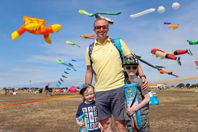 Pictured - Ken Lowe, centre, with sons Lucas Lowe, 8 and Oliver Lowe, 4 from Southampton.



Photos by Alex Shute