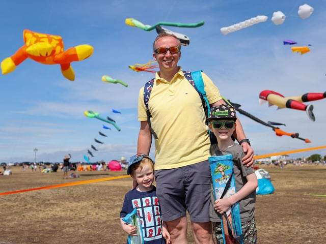 Pictured - Ken Lowe, centre, with sons Lucas Lowe, 8 and Oliver Lowe, 4 from Southampton.
Photos by Alex Shute
