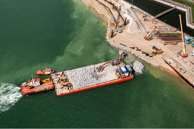 A delivery of rocks for the sea defences at Long Curtain Moat taken by Tony Hicks