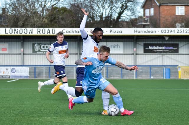 Hawks' Roarie Deacon in action during last weekend's FA Trophy tie against Notts County. Pic: Daniel Haswell/SPP