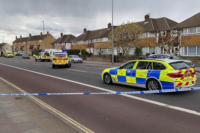 Police are at the scene. Picture: Tom Cotterill. 
