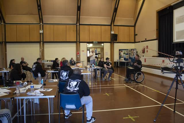 Knox White leading the morning session outlining the future direction and growth of the boxing academy. Picture: Zoe Box