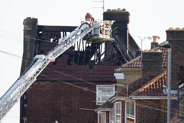 Crews put out a fire in a building in Kent Road, Southsea. Picture: Mark Cox