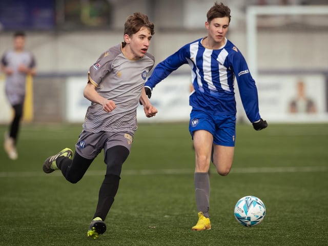 Action from the U15 Campbell McFaull Invitation Cup final between Hayling St Andrews Blue and Hayling St Andrew White. Picture: Keith Woodland (260221-127)