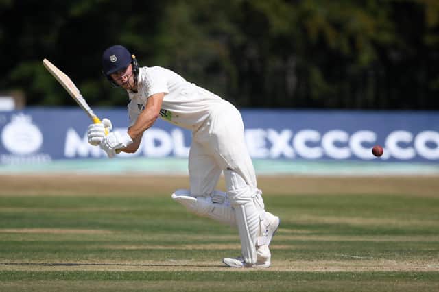 Joe Weatherley scored his first Championship half century of the 2021 season at Cheltenham. Photo by Alex Davidson/Getty Images.