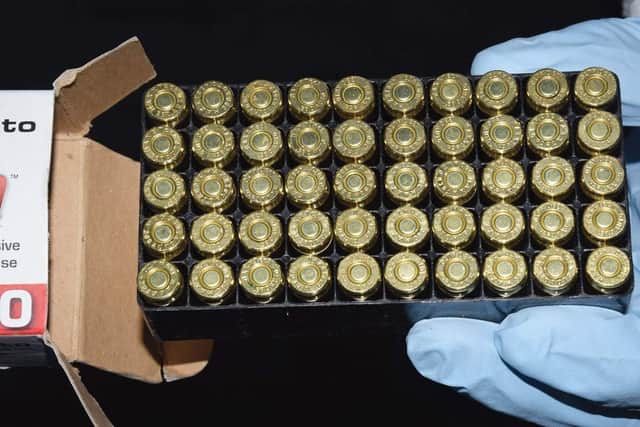 50 rounds of ammunition found at the unit at Clamp Down Stables.

Jurors were shown images at Portsmouth Crown Court where Lee Matthews, James Bakes and Jason Stanley are on trial. Picture: Hampshire police