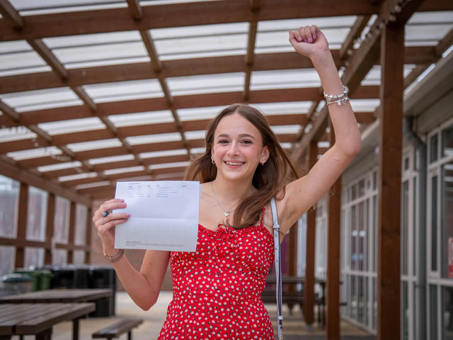 Pictured: Megan Gibbs got 3 B's and secured a place at the University of Portsmouth.