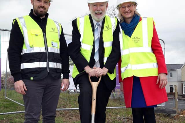 Oliver West from Vale Southern, Thorngate trustee chairman Mark Hook and chief executive Anne Taylor