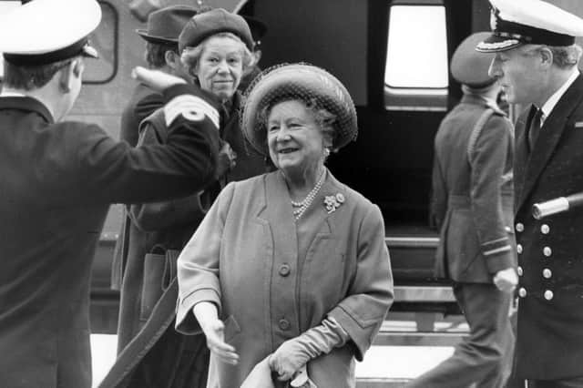 The Queen Mother during a visit to HMS Ark Royal in December 1986. Picture: The News PP1585