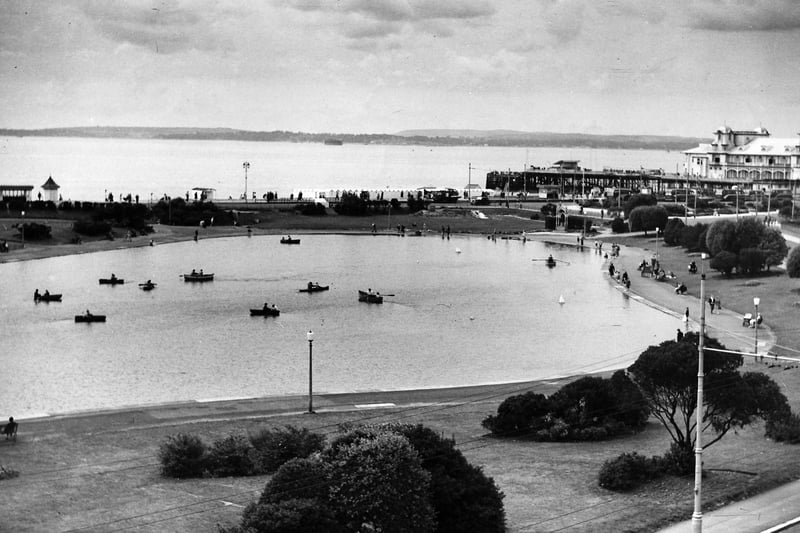 Before the days of swan-necked 'pedalos’ when the lads showed off their rowing skills to their girlfriends. Picture: Roger Young collection