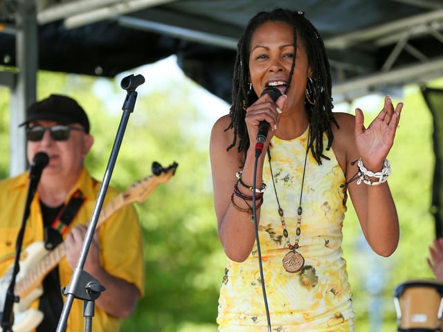Gemma Anderson, guesting for The Mighty Allstars, delivers a great cover of Junior Murvin's reggae classic, 'Police and Thieves'.Picture: Chris Moorhouse (250524-54)