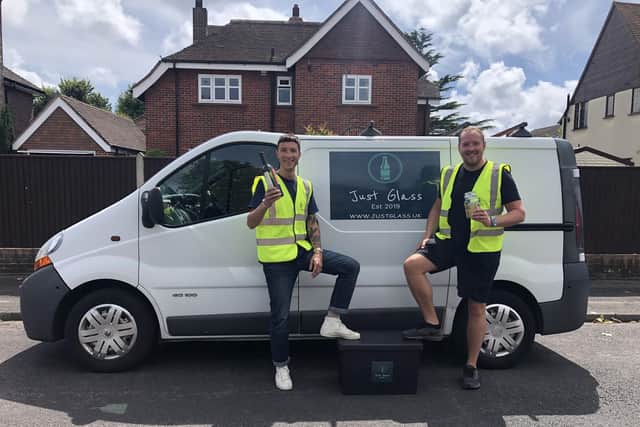 L to R: Owen Horsley, from Gosport, and his business partner Oliver Oakley, from Fareham, have set up Just Glass - Portsmouths first kerbside glass recycling scheme.