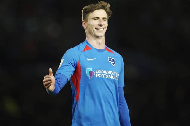 Oli Hawkins scored Pompey's consolation in today's 3-1 friendly defeat at Reading. Picture: PinPep Media/Joe Pepler