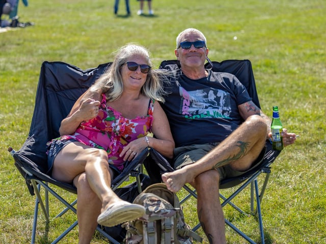 Lorraine Lacey (57) and Paul Robinson (61) enjoying the show at the Bandstand. Picture: Mike Cooter (210724)
