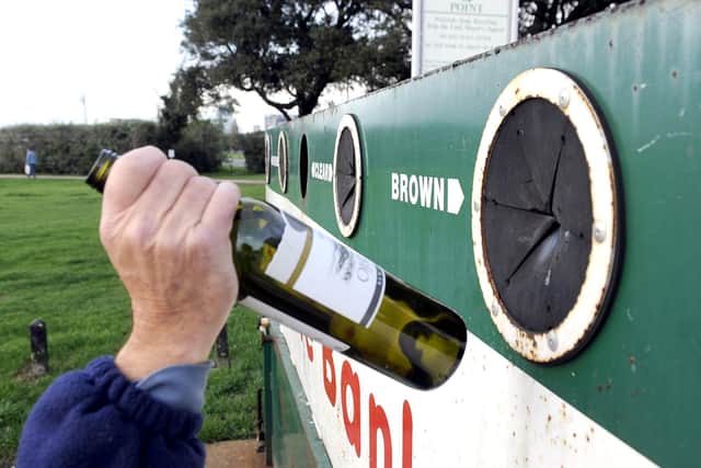 Bottle bank used for recycling glass bottles and jars, being used by residents of Southsea. Picture: Allan Hutchings (093926-241)