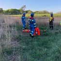A members of the Hill Head Coast Guard Team attended a cow stuck in the mud along the River Hamble, near Botley, yesterday.