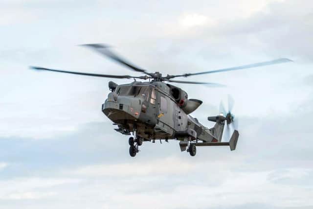 Wildcat helicopters from 847 Naval Air Squadron helped to direct the bombing strike. Photo: Royal Navy