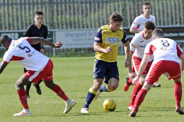 Joe Briggs scored all four goals in Moneyfields' cup win at Whitchurch. Picture: Ian Hargreaves (200419-5)