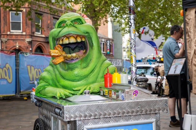 Slimer from Ghostbusters at Portsmouth Comic Con 2025.   Photos by Alex Shute