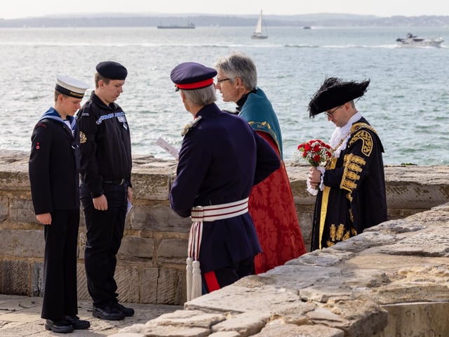 A final prayer before the committal of the wreath into the Solent. Picture: Mike Cooter