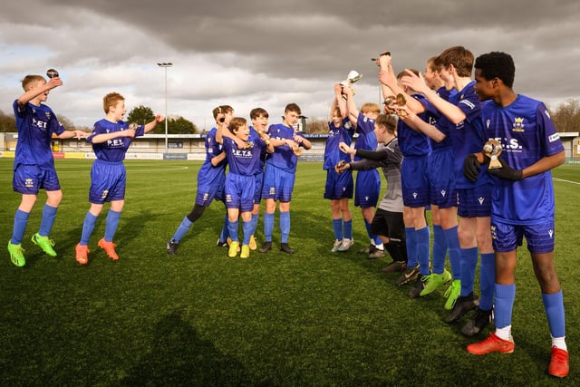 The victorious Baffins Milton Rovers Vipers U14s team celebrate their victory. Picture: Keith Woodland (190321-991)