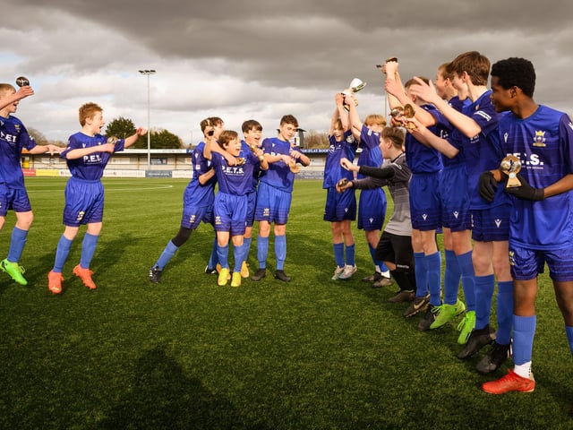 The victorious Baffins Milton Rovers Vipers U14s team celebrate their victory. Picture: Keith Woodland (190321-991)