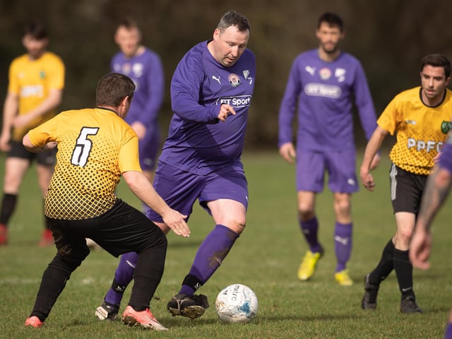 Action from AFC Tamworth's 7-2 victory over Gosham Rangers in Division Two of the City of Portsmouth Sunday League. Picture: Keith Woodland (120321-126)