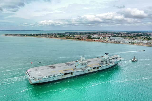 HMS Queen Elizabeth returns to the city after completing a series of trials off the south coast near Plymouth. Photo: Mark Cox