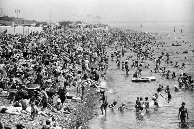 Crowds flock to Southsea beach to take advantage of the sun in July, 1982. The News PP5179