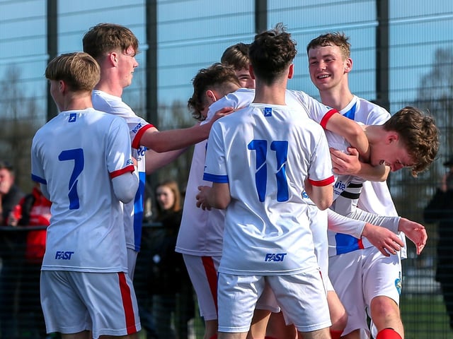 Callum Mann, right, has just put St Vincent 3-0 ahead. Picture: Chris Moorhouse