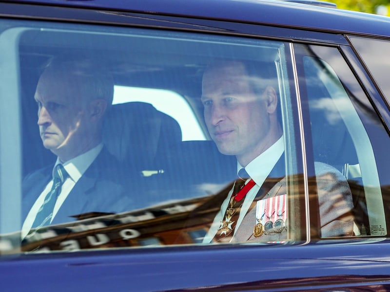 Arrival of HRH Prince of Wales at the D-Day 80 national commemorative event on Southsea Common.Picture: Chris  Moorhouse (050624-031)