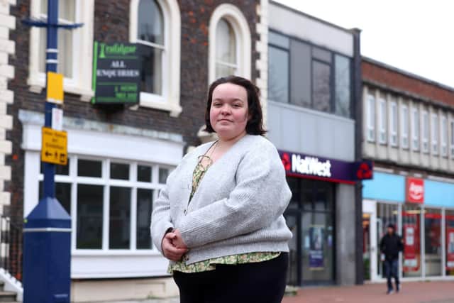 Georgia Browne, 21, thinks Gosport has gone down hill since her childhood and has compiled a list of changes she feels could save the town. She is pictured in Gosport High Street.
1st January 2023
Photograph by Sam Stephenson