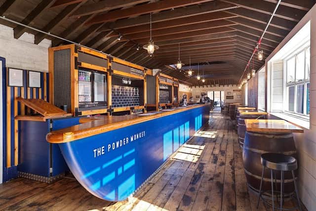 The  E magazine and enclosing walls, at Priddy’s Hard in Gosport, has been saved from the at-risk register, after being converted into a micro-brewery and bar owned by the Monkey Powder Brewing Company.