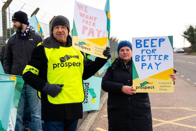 Prospect members at DSTL on Portsdown Hill go on strike. Picture: Matthew Clark