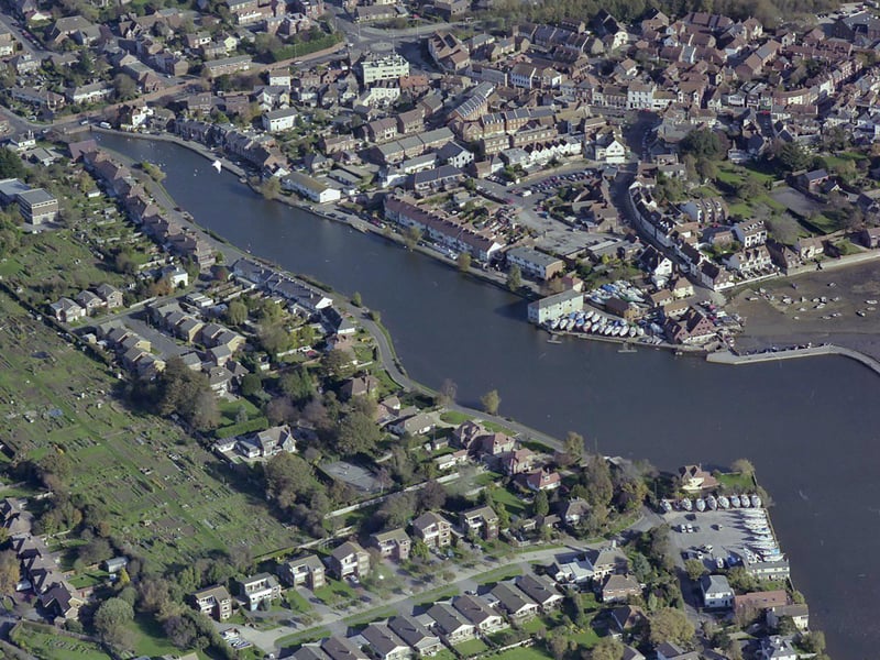 An aerial view of the Millpond in Emsworth in 1998.