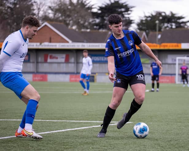 Clanfield (blue) v Andover New Street Swifts. Picture by Alex Shute