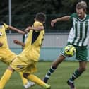 Scott Jones, right, made his AFC Portchester debut in the FA  Vase home loss to Phoenix Sports. Picture by Tommy McMillan